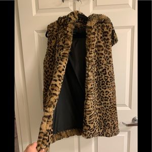 ZARA leopard print fur vest